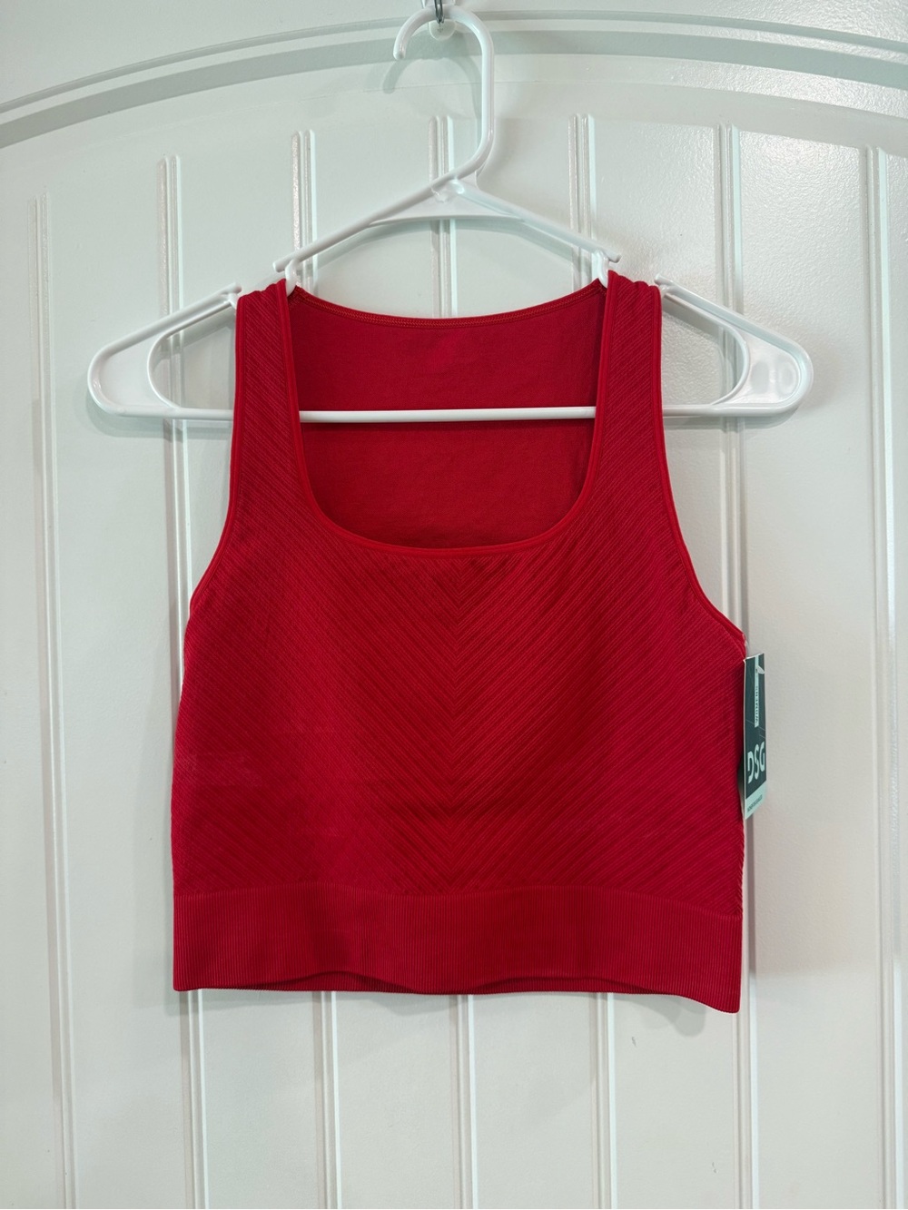 DSG Red Ribbed Scoop Crop Tank